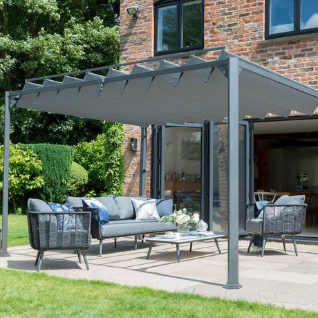 outdoor garden gazebo with garden furniture