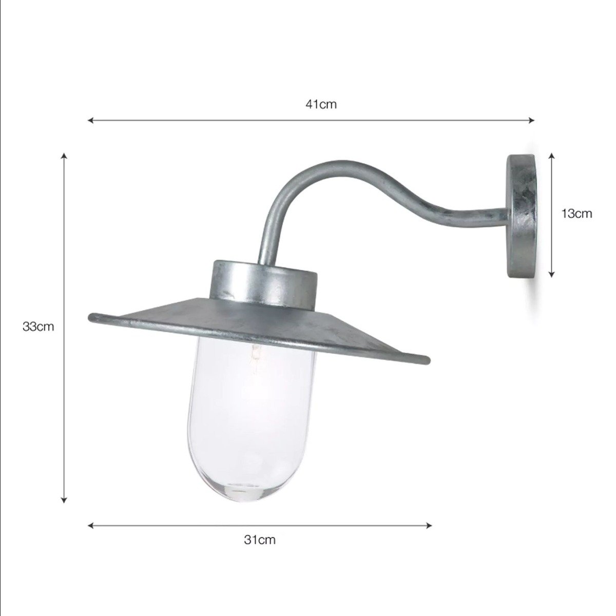 WAll light with dimensions on it