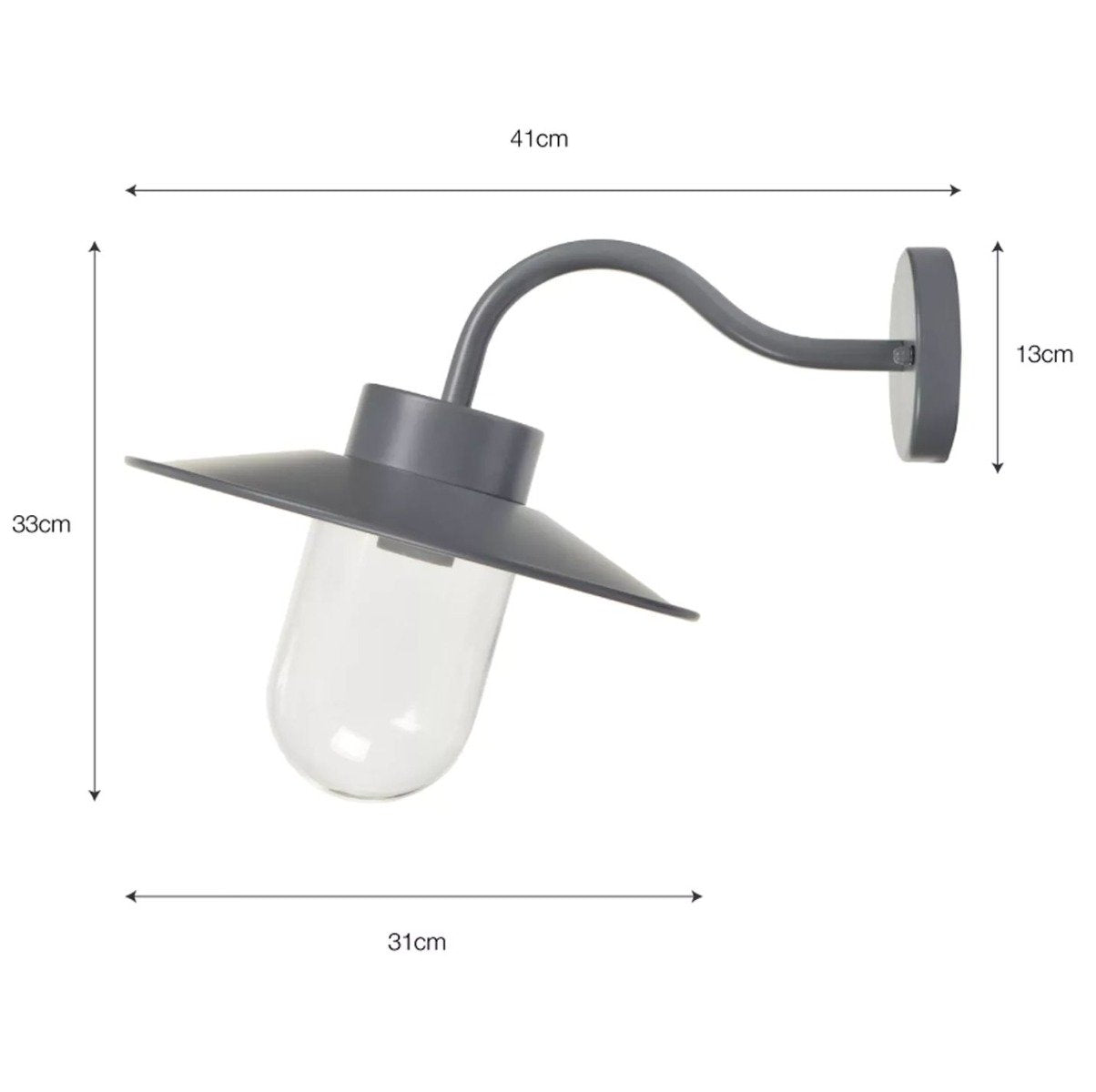 Garden wall light with dimensions