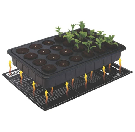 Heatmat being used with seed tray with seedlings in it