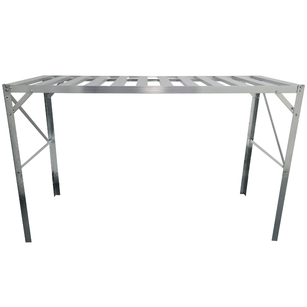 1 tier greenhouse staging, silver on a white background