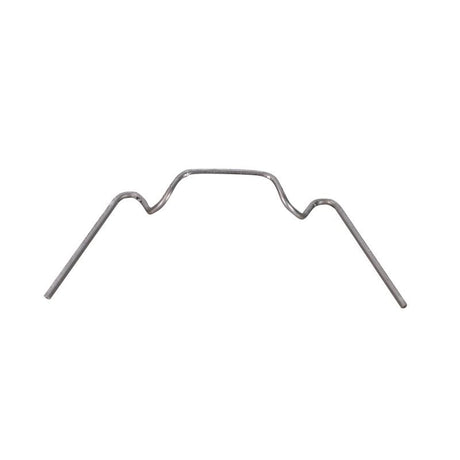 A silver-colored metal wire 'W' clip