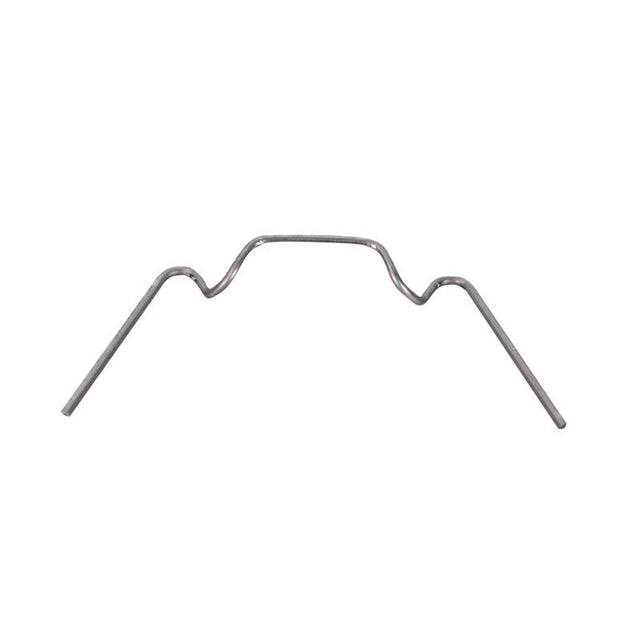 A silver-colored metal wire 'W' clip