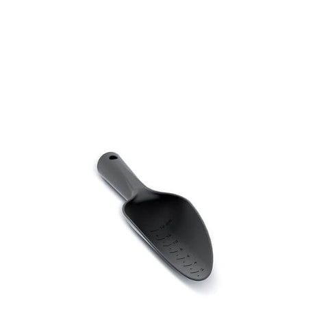 A black plastic garden hand trowel