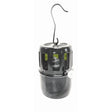 A gray hanging paraffin heater with a visible wick and hanging hook.