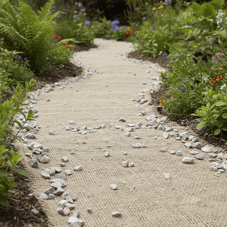 hessian fabric under gravel path