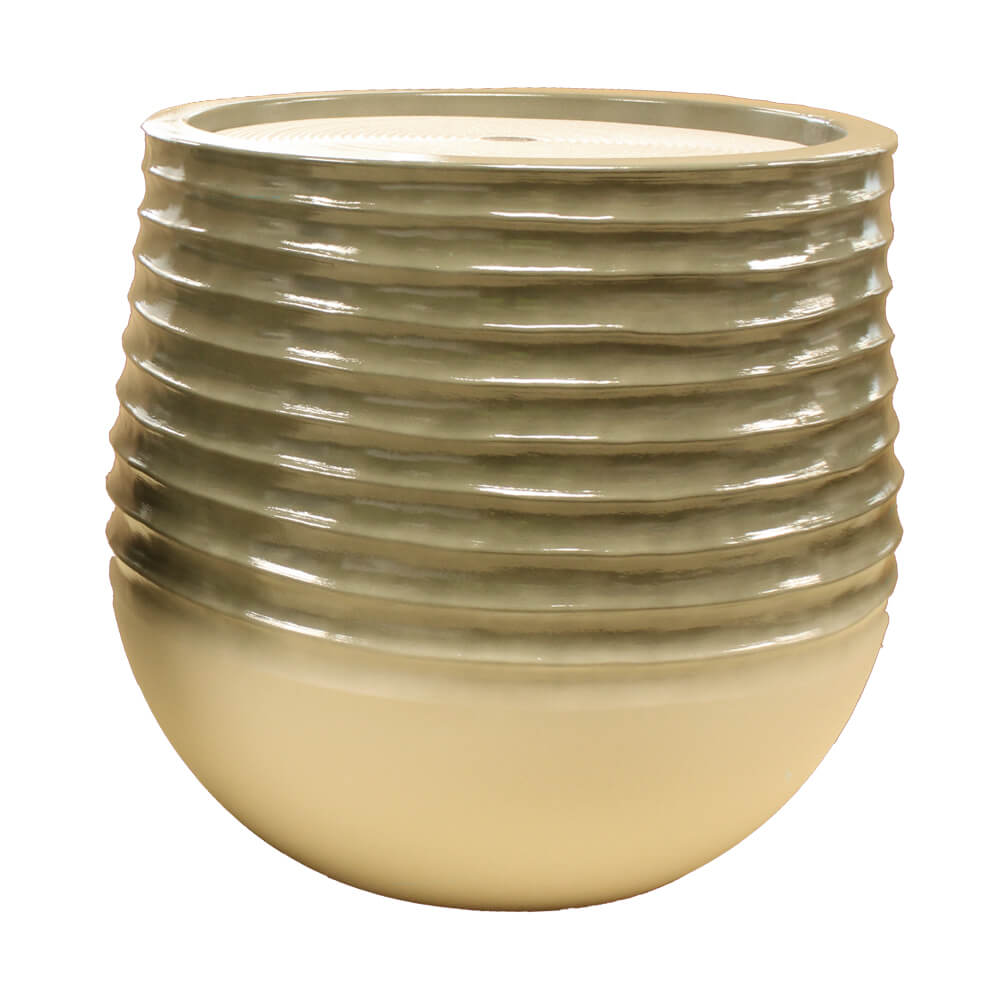 brown and sage ribbed water feature