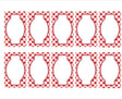A set of red and white gingham style jam jar labels.