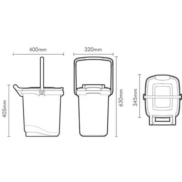 Kitchen caddy drawing with specifications