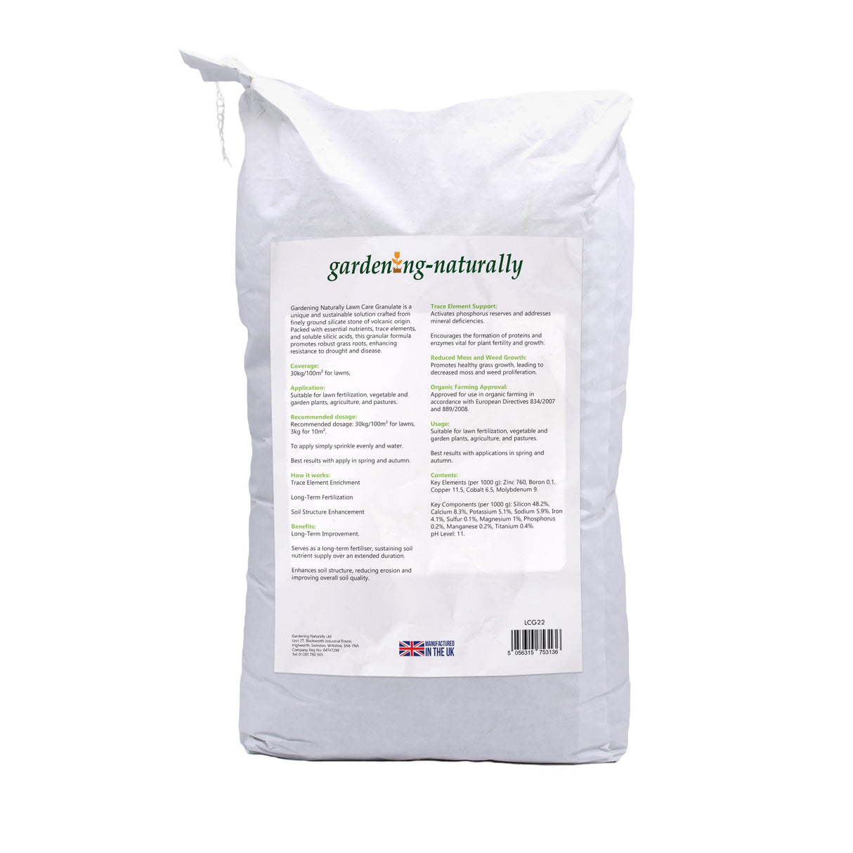 lawn care granules back of packet