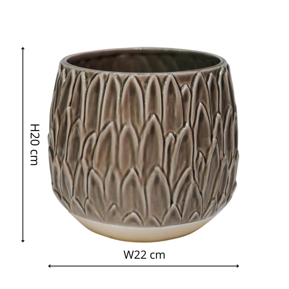 leaf embossed plant pot dimensions