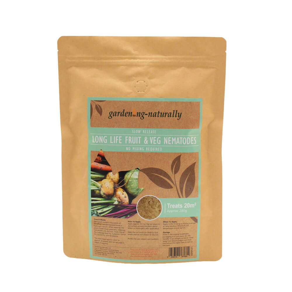 Front of packet of long life fruit and veg nematodes