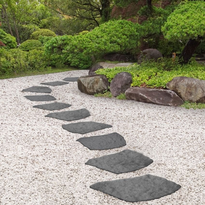 A slate grey colored stepping stone