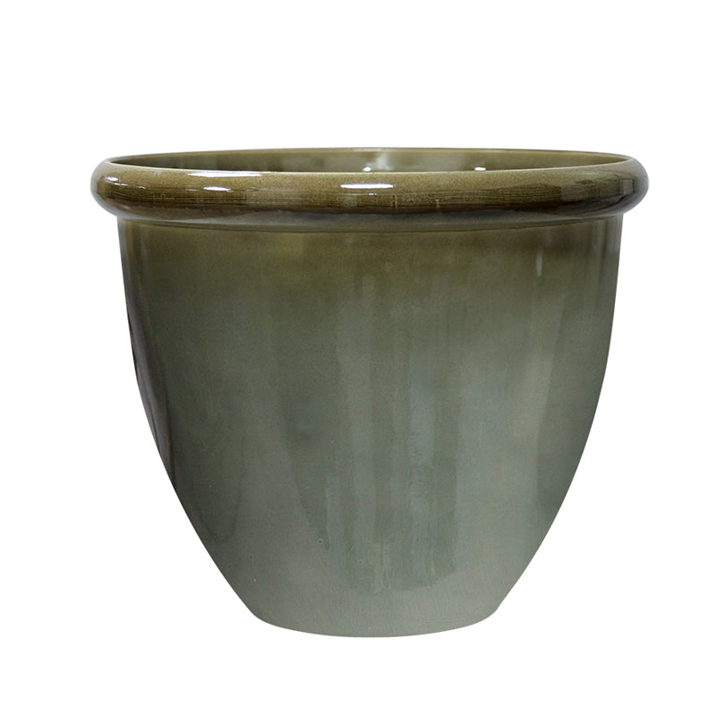 Green ceramic planter