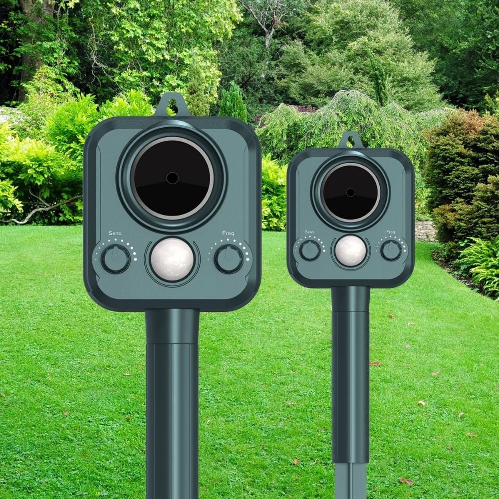 pack of two cat repeller in garden