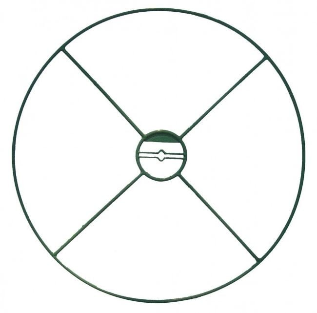 A circular green plant support ring