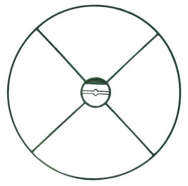 A circular green plant support ring