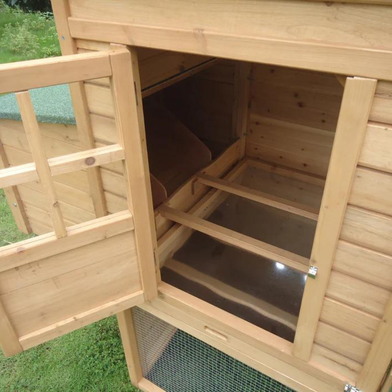 A wooden poultry coop