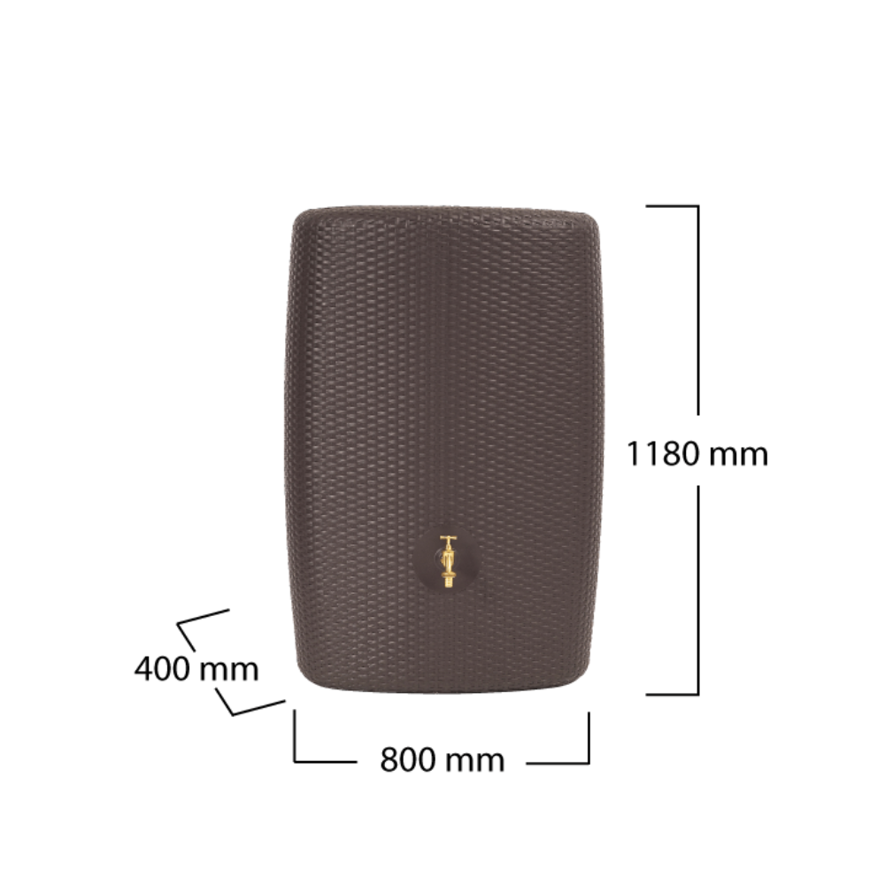 Rattan water butt with dimensions