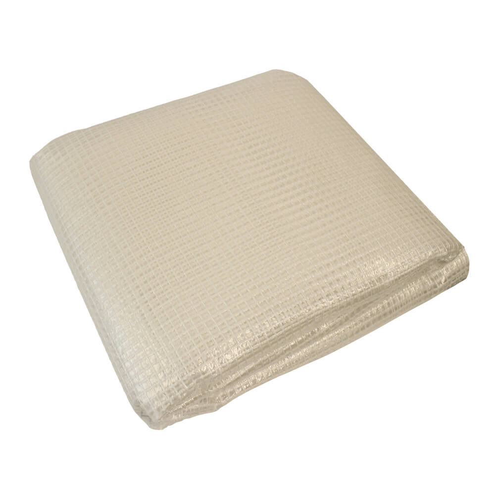 Beige textured heavy duty polythene on a white background
