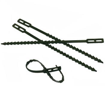 A set of black reusable plant ties
