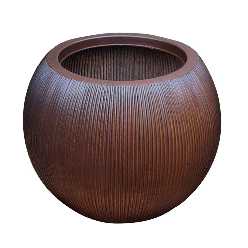 cedar ball ridged planter on white background
