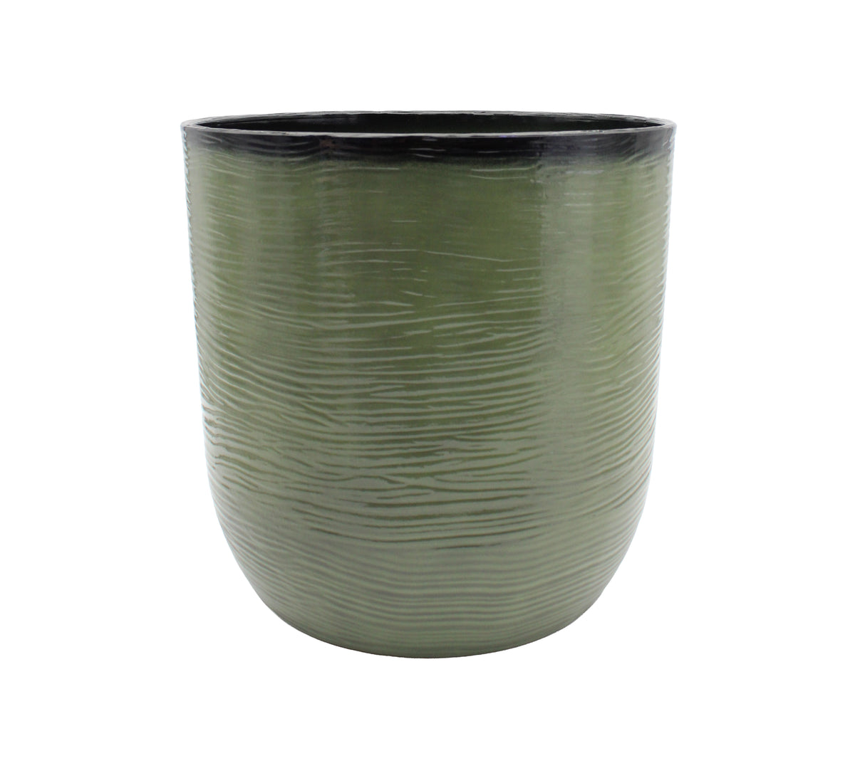 Green textured plant pot on a white background