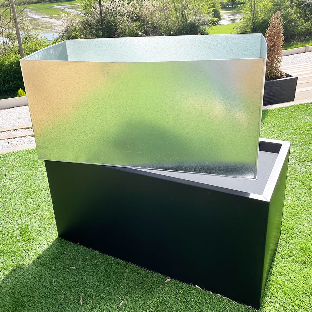 Zinc Trough Patio Planter Black or Silver