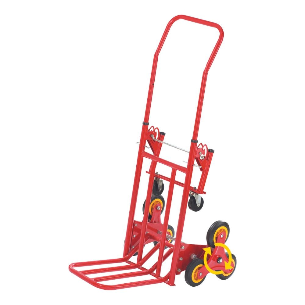 Sack truck for climbing stairs on white background