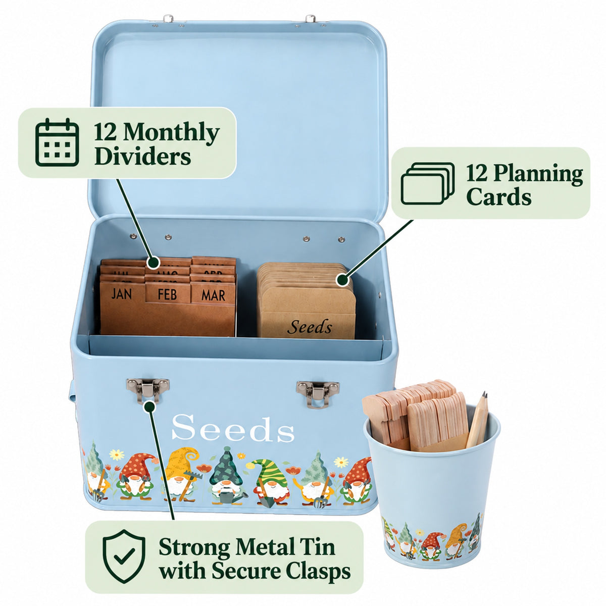 seed tin and dviders set