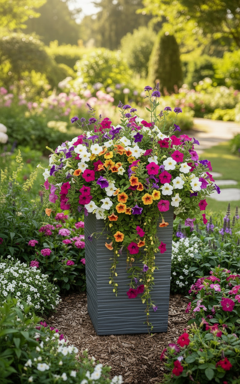 Tall flower pot grey