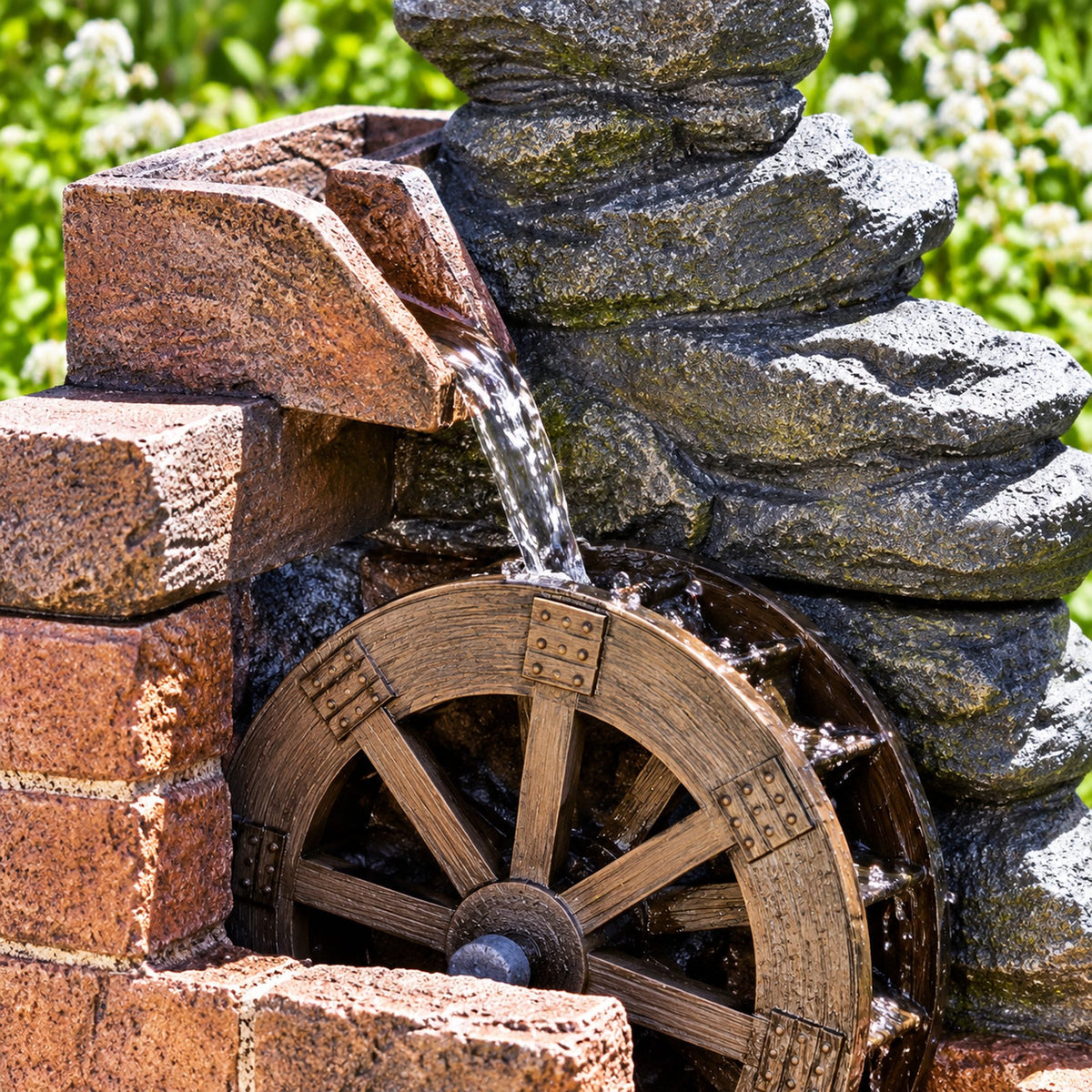 Smart garden water feature with wheel