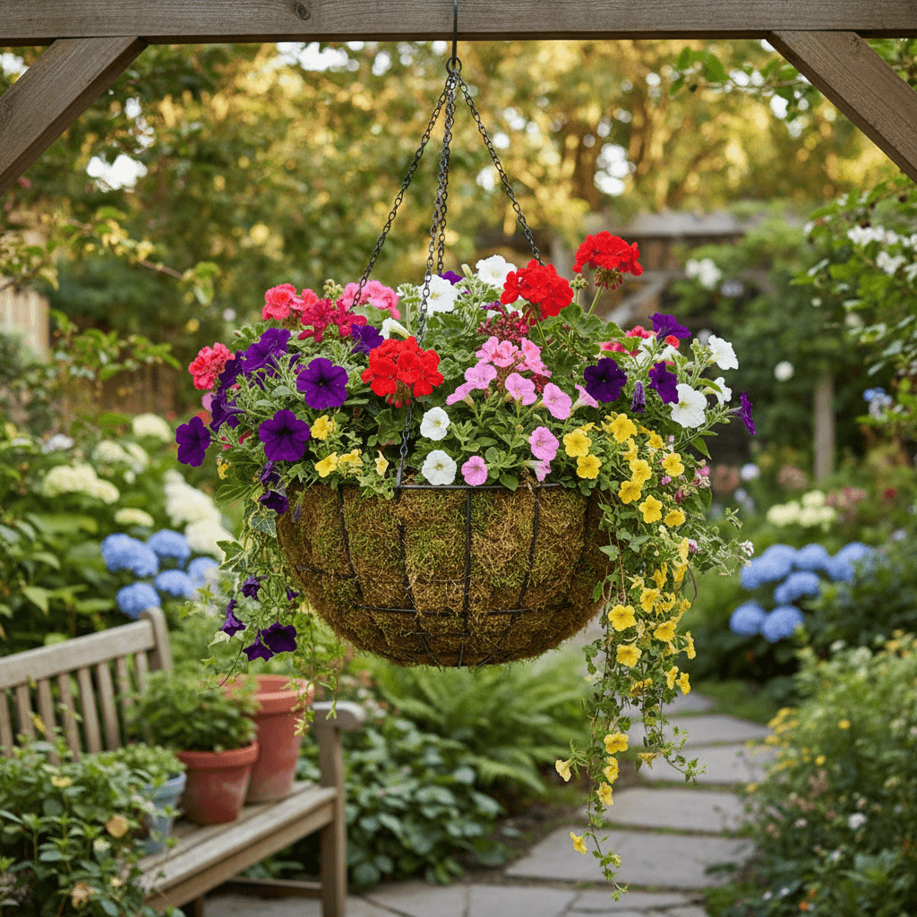 sphagnum moss in hanging basket