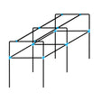 A black square domed walk-in fruit or vegetable cage made of aluminum with a few points of interest marked with blue dots.