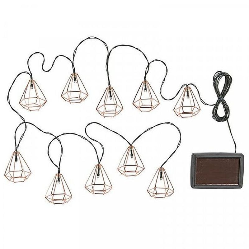 String lights with solar panel and wire