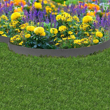 A grey flexible garden border
