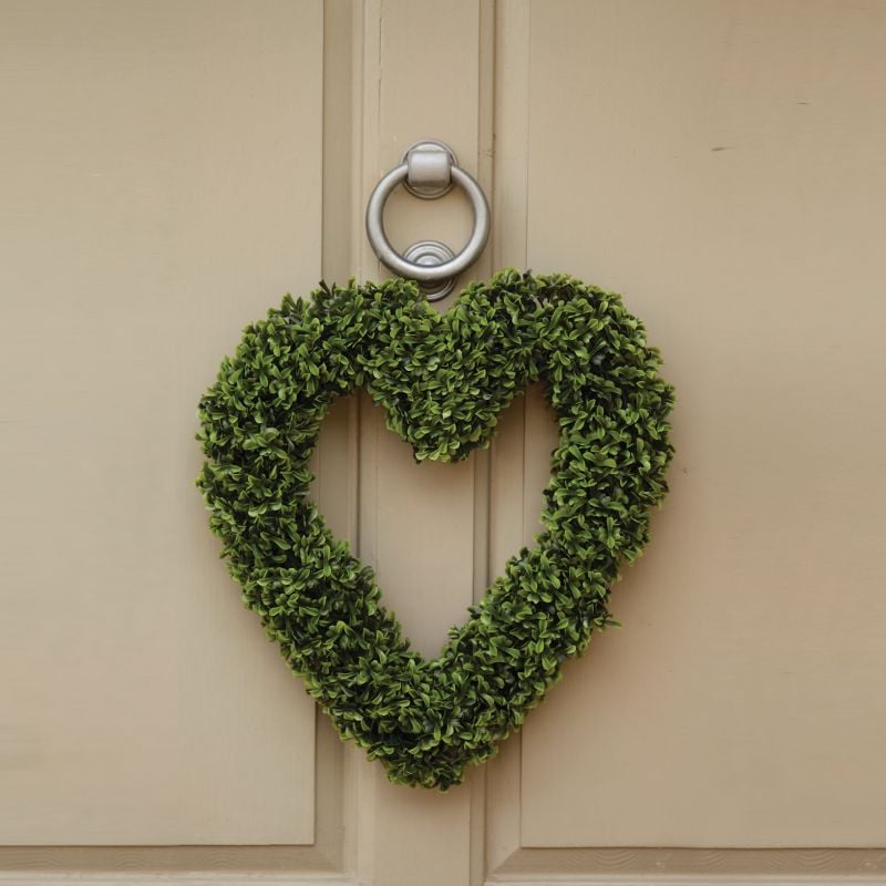 Boxwood Faux Hanging Heart for Wall Decor