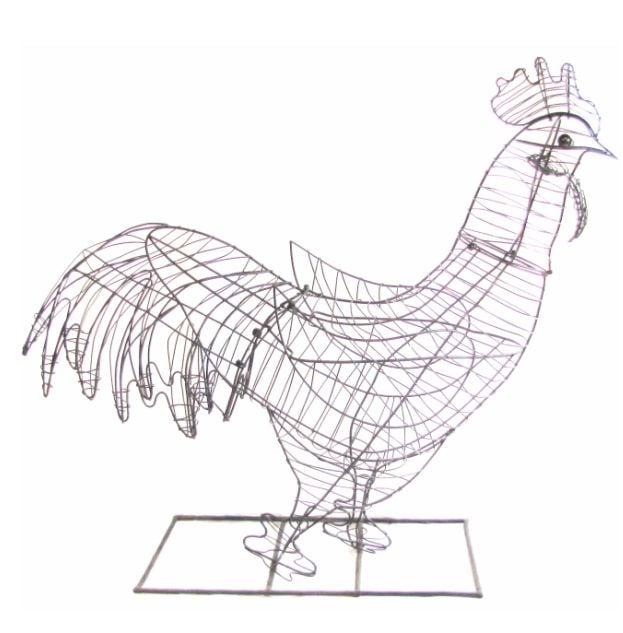 Rooster Shaped Topiary Frame Metal Design