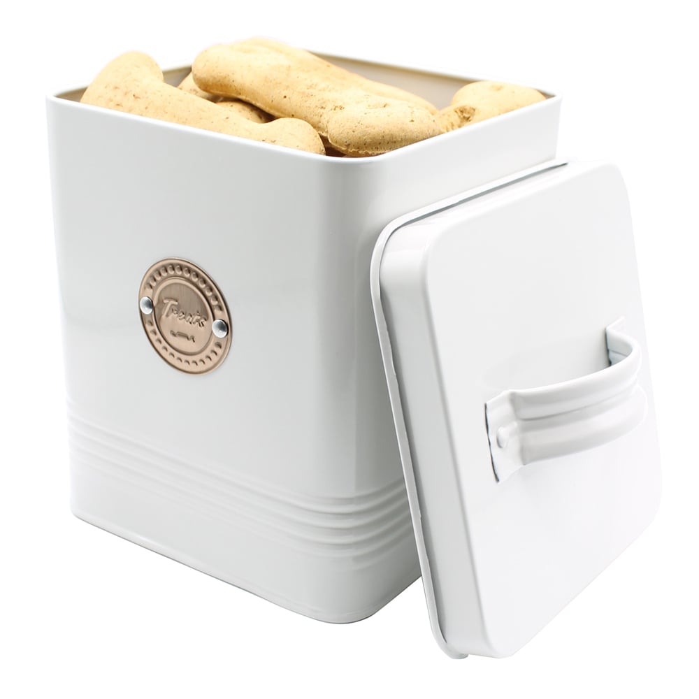 grey dog tin with biscuit bones in tin