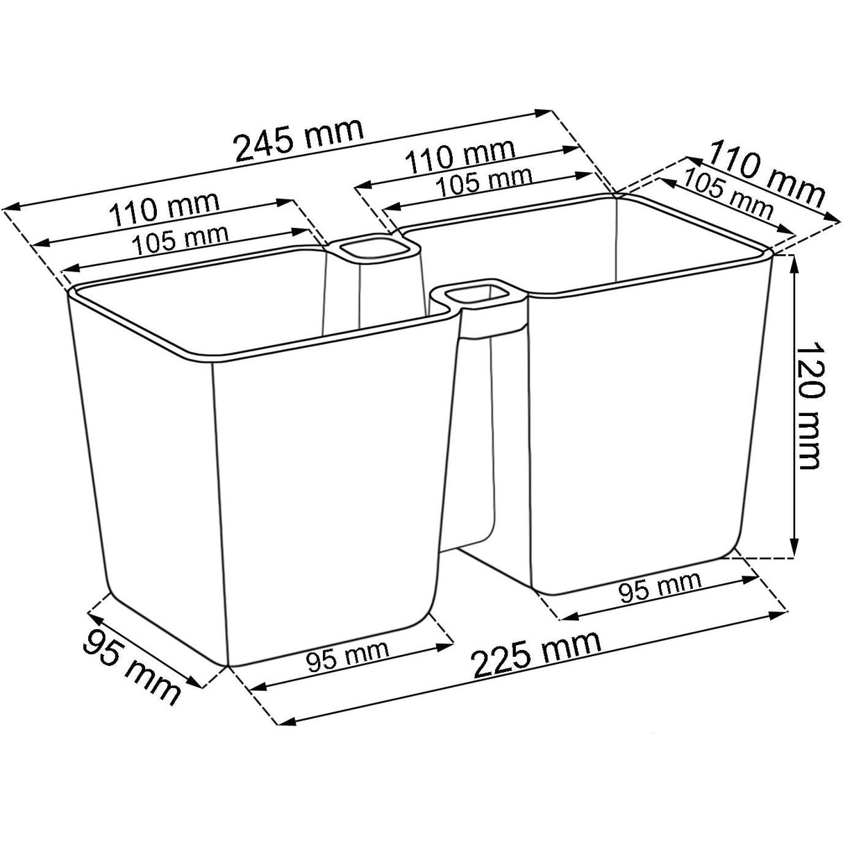 dimensions of kitchen herb pots