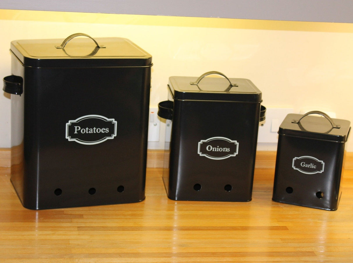 Vegetable Storage tins, set of 3 sizes
