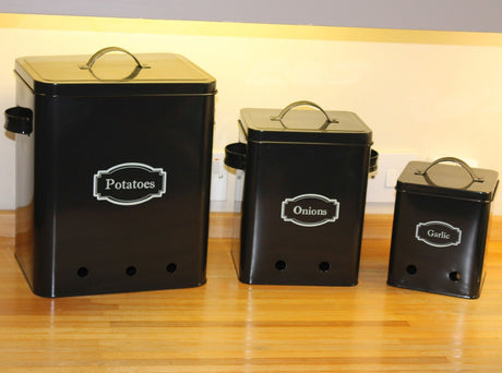 Vegetable Storage tins, set of 3 sizes