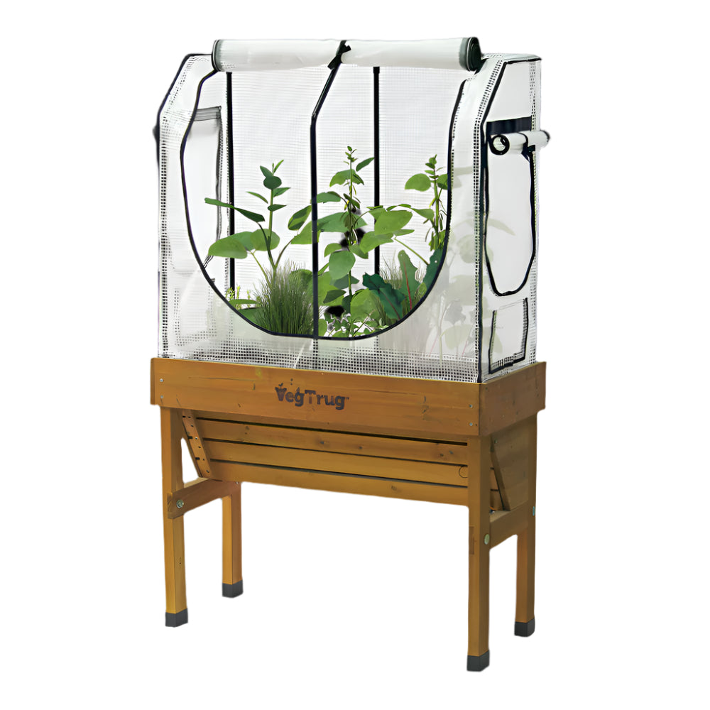 small wooden wall hugger planter small