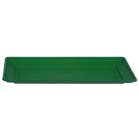 A rectangular, forest green Venetian window box tray.