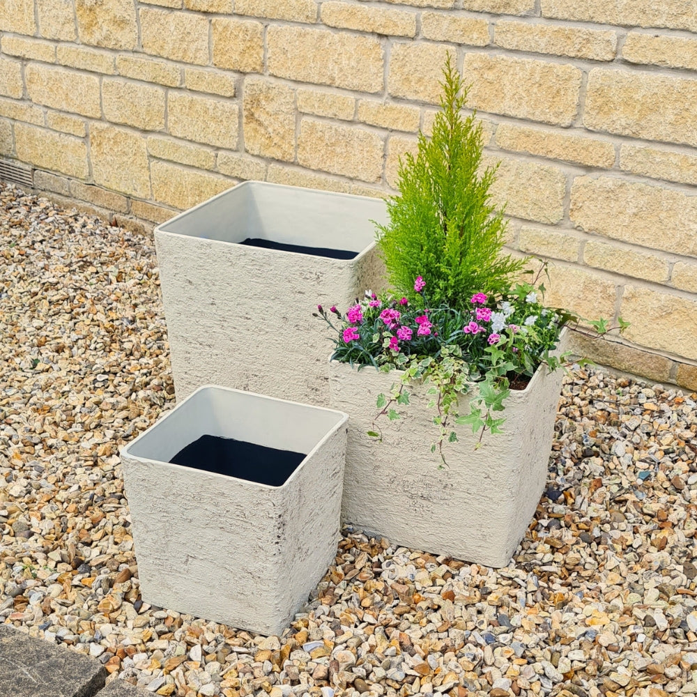 verona style square planter in garden