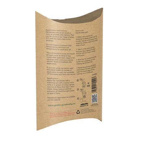 instructions for vine weevil nematodes on a gardening naturally packet