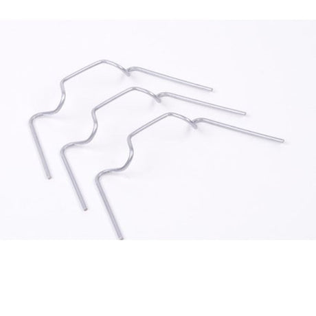 A silver-colored metal wire 'W' clip