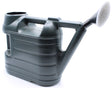 A green watering can made from recycled materials, designed for nematode application with a coarse rose head.