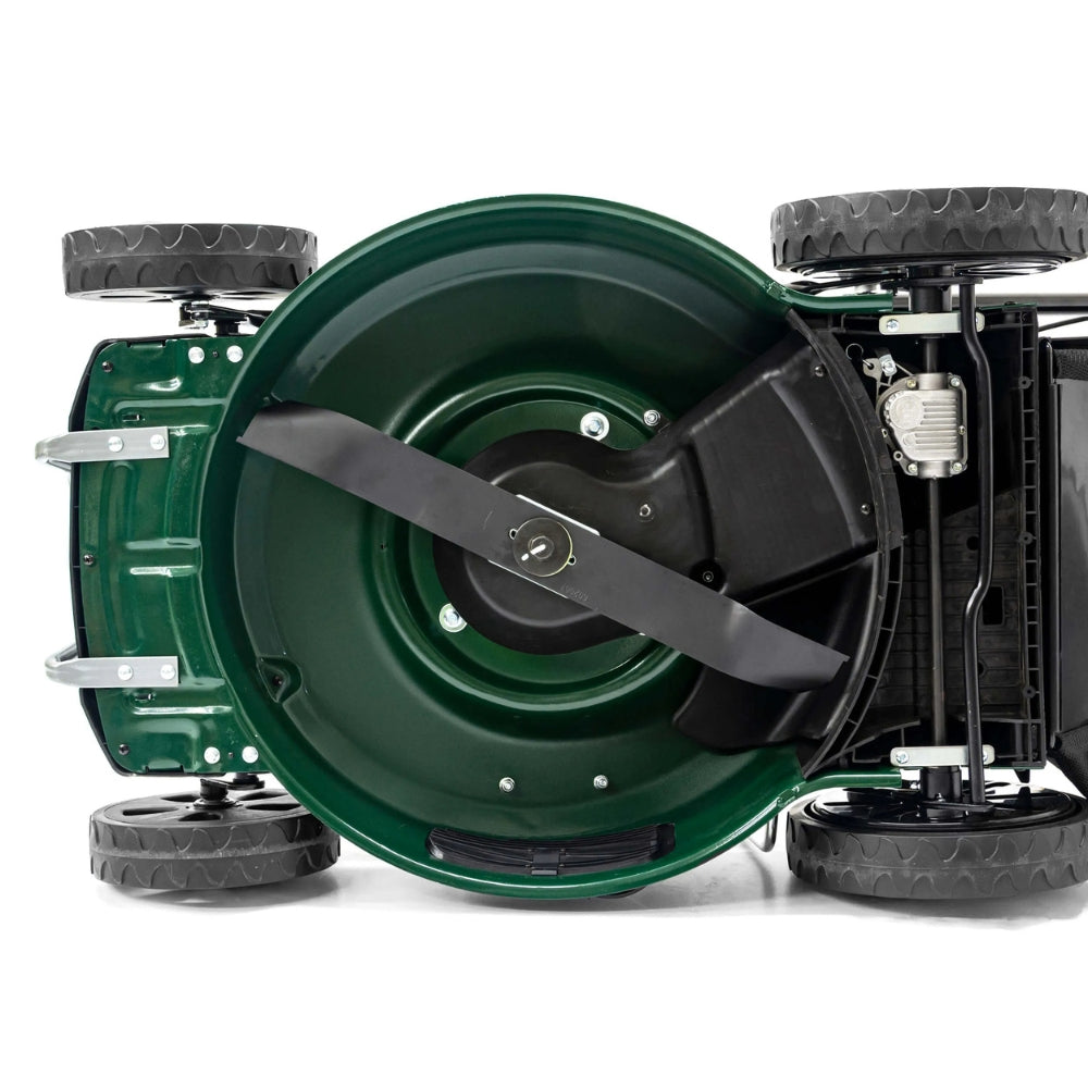 petrol lawnmower blade image of lawnmower upside down