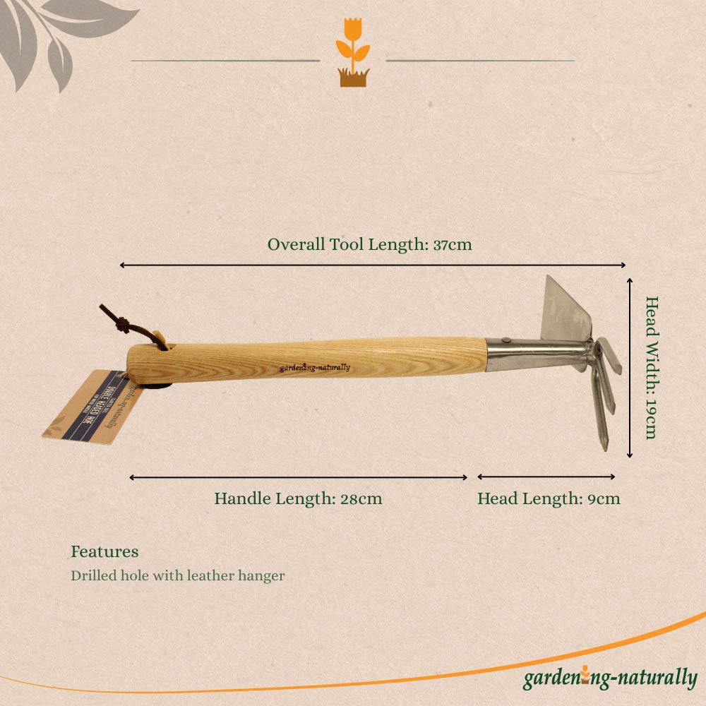 Gardening Weeding Hoe with dimensions and features